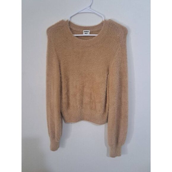 Sunday best womens small FUZZY WUZZY TEDDY BUTTER SOFT TAN sweater - Picture 1 of 6